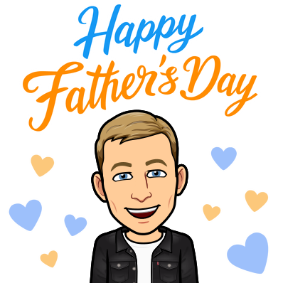 smiling surrounded by hearts, happy father's day