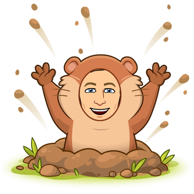 joyfully popping out of the ground as a gopher