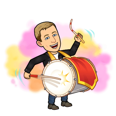 enthusiastically hitting a dhol drum