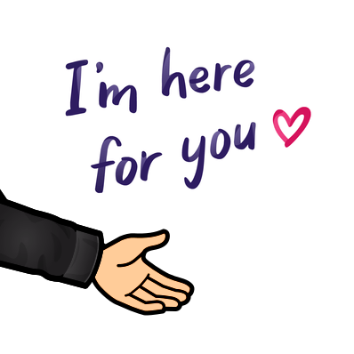 extending a hand, im here for you