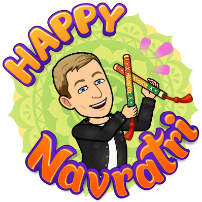 cheerfully banging dandiya sticks, happy navratri