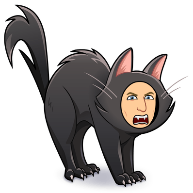 as a black cat hissing