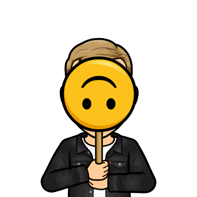 holding an upside down smile emoji mask