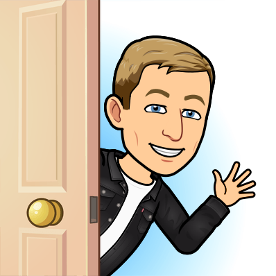 popping out behind a door smiling and waving