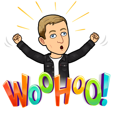 looking overjoyed waving arms in the air, woohoo