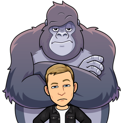 looking unimpressed alongside a gorilla