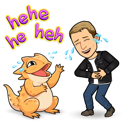 hysterically laugh crying with a lizard