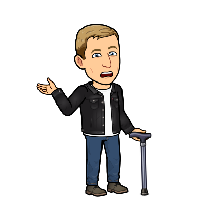 shrugging holding cane