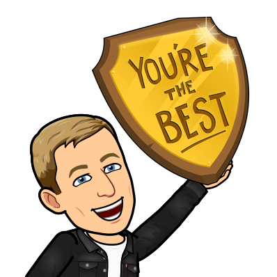 Holding up plaque that says You're the best