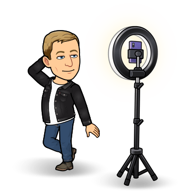 striking a dynamic pose in front of a phone inside a ring light