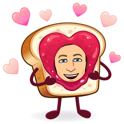 smiling as a jelly smeared heart sandwich