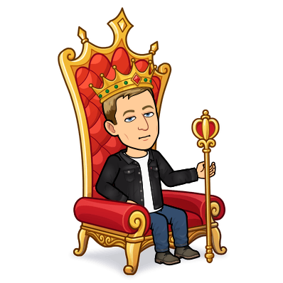 sitting confidently on a thrown wearing a crown