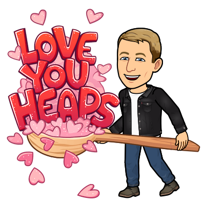 holding a giant spoon filled with hearts, love you heaps