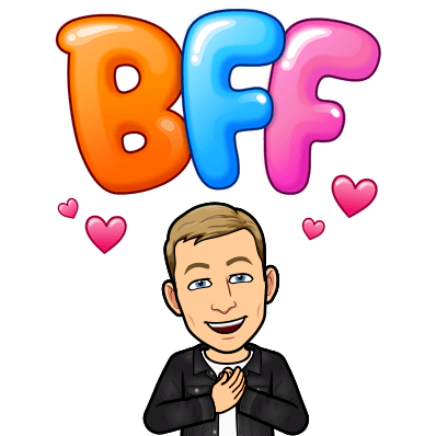 looking emotional with arms on chest surrounded by hearts, bff