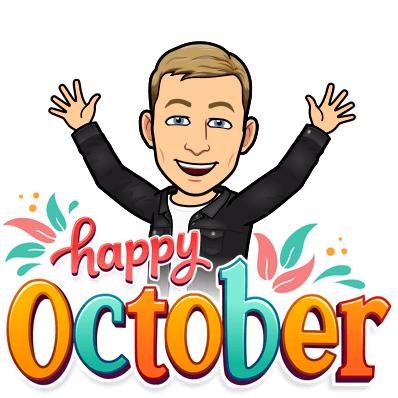 looking enthusiastic with arms in the air, happy october