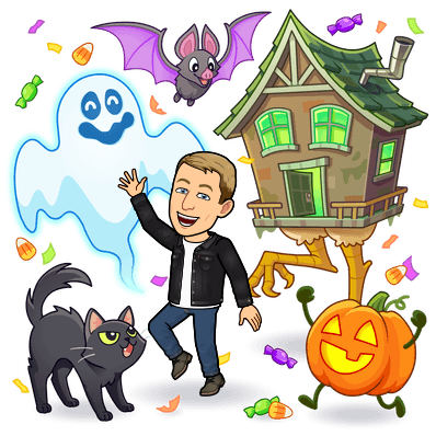 looking enthusiastic surrounded by halloween friends