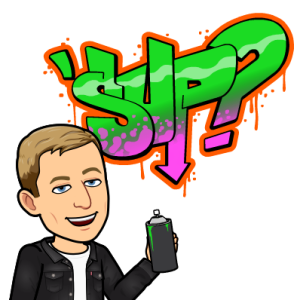 with a spray can painting graffiti, sup