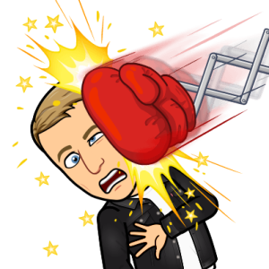 getting punched in the face by a mechanical boxing glove