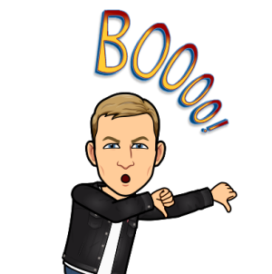 giving two thumbs down, boooo