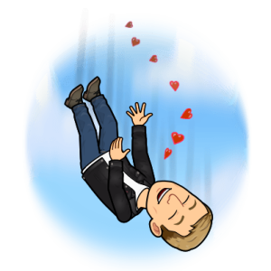 falling through the clouds leaving a trail of hearts